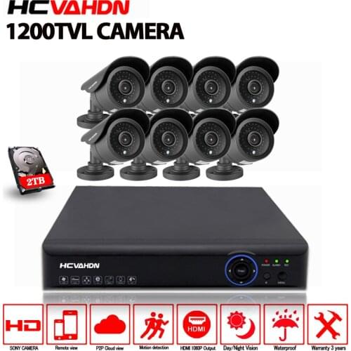 8CH AHD 1080P DVR CCTV Security Camera System 1200TVL Outdoor Day Night IR waterproof Camera Kit Video Surveillance System