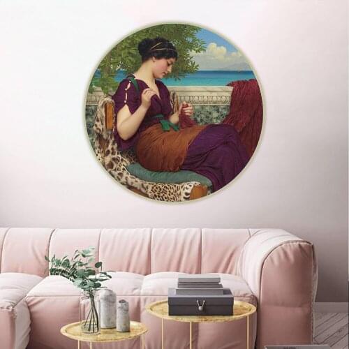 Citon John William Godward《Faraway thoughts》Canvas Art Oil Painting Artwork Poster Picture Wall Hanging Decorations Home Decor