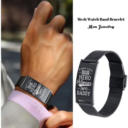 CLASSIC STAINLESS STEEL METAL MESH BRACELET FOR MEN VINTAGE KNITTED WATCH BANDS ADJUSTABLE PERSONALIZED CUSTOM WRISTBAND