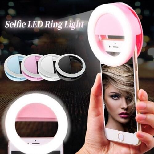 Ring Light Selfie Lamp LED Flash Mini Ringlight For iPhone Samsung Huawei Xiaomi Phone 3 Brightness Levels Selfie Ring For Girls