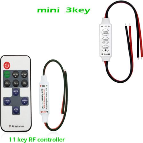 SZRZ LED Strip Controller Mini Dimmer RF Remote DC 5V 12V 24V Controller For LED 5050 5630 2835 Strip Single Color
