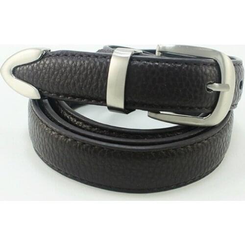 LGFD19B3 women man made PU leather belt Steel tips double stitched design leather belts