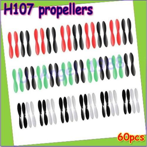 60pcs Rotor Propellers Blades Red Black Props for Hubsan X4 H107 H107-A35 H107D H107C H107L Quadcopter