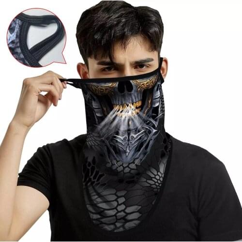 Skull Mask Bandana Ghost Halloween Balaclava Headband Earloop Facemask Windproof Neck Buff Tube Hunting Camping Scarf Python Men