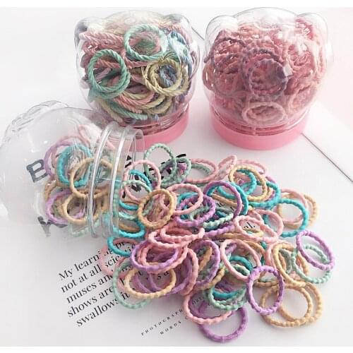 100PCS/Box Fashion Children Cute Colors Soft Elastic Hair Bands Baby Girls Lovely Scrunchies Rubber Bands Kids Hair Accessories