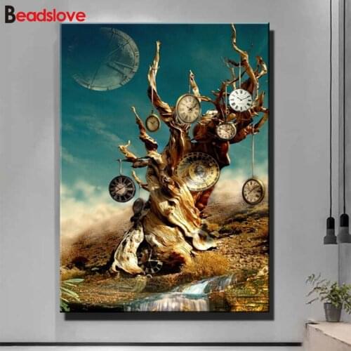 Surrealism time Diamond Embroidery Mosaic Diy Diamond Painting Fantasy Tree Full Square Round Drill Pictures Of Rhinestone S104