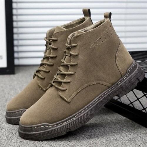 Men Boots Shoes Men Autumn Winter Fashion Casual Boots Men Brand Ankle Botas New Leather Classic Lace-up Martin Boots A970