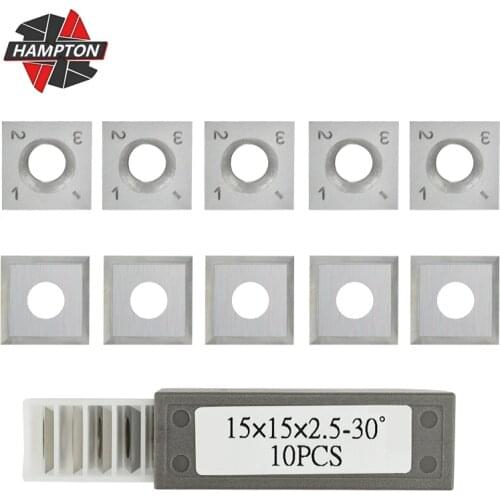 Hampton Wood Carbide Insert Cutter Set 10pcs 15x15x2.5mm 30 Degrees Fit For Woodworking Turning Tools