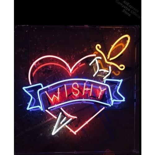 Neon Sign For Wishy Heart Lamp real glass tubes resterant decorate room wall light neon sign letters Engineering Warehouse Sign
