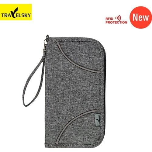 Newest Travelsky Men Large RFID Blocking Business Passport Holder Women Long Zipper Purse Credit Card Passport Organizer Wallet