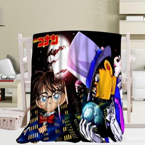 P+ Detective Conan Blanket Soft DIY Sofa Bed Blanket Kid Adult Warm Custom Blanket Size 56x80Inch50X60Inch40X50Inch