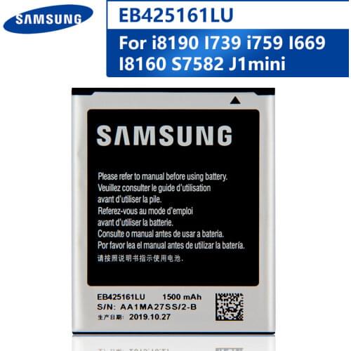 Original Replacement Phone Battery EB425161LU For Samsung GT-S7562L S7560 S7566 S7568 S7572 S7580 Rechargeable Battery 1500mAh