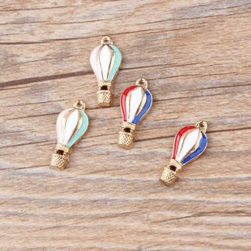 100pcs Fire Balloon Charms diy Jewelry Supplies Findings 20mm alloy gold color enamel Hot Air Balloon Charms pendant CH0210