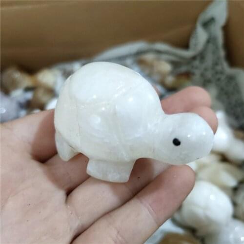 1PC 50mm Natural Crystal Selenite Quartz Tortoise Animal Healing Stone Tortoise Carving Home Decor Crafts gypsum Decor