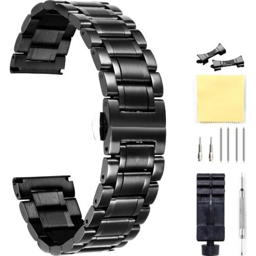 Watch Strap Metal Stainless Steel Watch Band in 19mm 20mm 23mm 22mm Wristwatch Hpt Bracelet Butterfly Buckle Watch Accessorries