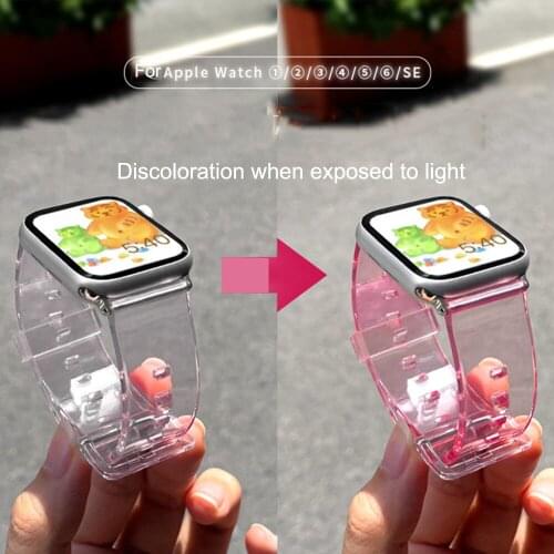 For Apple Watch 1 2 3 4 5 6 SE Glacier Apple Watch Band 38MM 40MM 42MM 44MM Wristband Sees Light Changes Color Tpu Strap