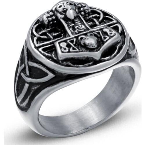 Thors Hammer Ring Mens and Womens Couples Explosive Titanium Stainless Steel Rings
