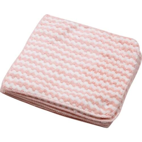 Striped Flower Household Kitchen Towels Absorbent Thicker Microfiber Wipe Table Kitchen Towel Cleaning Dish Washing Cloth