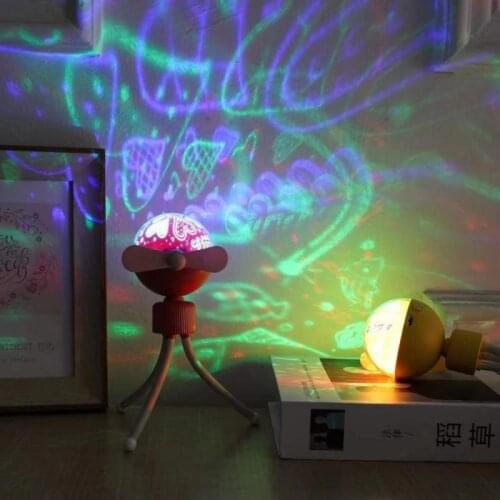 Fan Starry Sky Projection Light Octopus Fan Night Lights Atmosphere Light Handheld USB Charging Student Summer Air Cooling