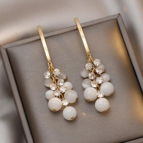 Strands Opal Earrings Women Personality Beautiful Long Earrings New Fashion Jewelry Wholesale