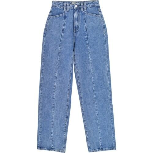 Women Jeans Autumn 2021 Straight Washed Blue Denim Pants Loose Casual Style High Waist Harem Trousers Female Streetwear C3058
