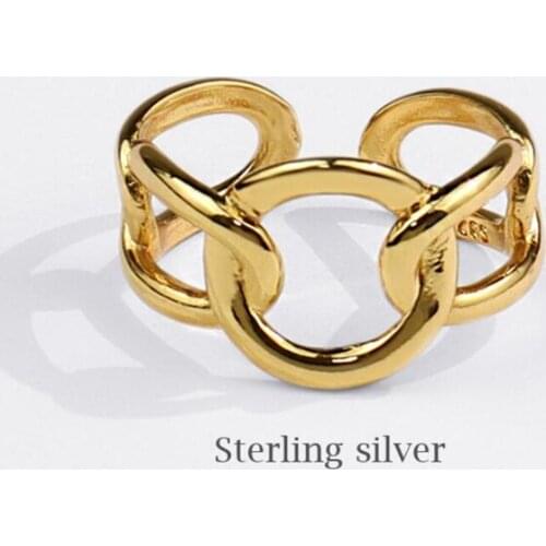 Sole Memory Cross Geometry Circle 925 Sterling Silver Female Resizable Opening Rings SRI857