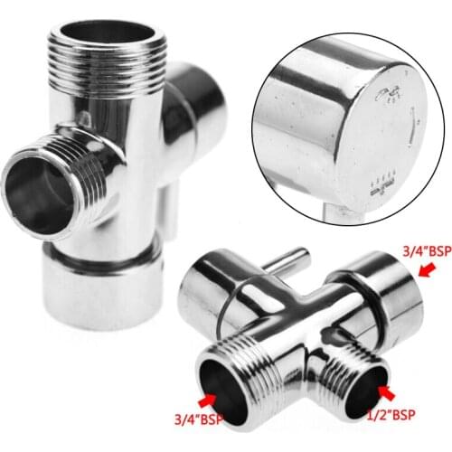 1pc Chrome Plated Brass Diverter Valve T-Adapter Connector 3Ways For Shower Head Bathroom Accessories Home Improvement Big Deal