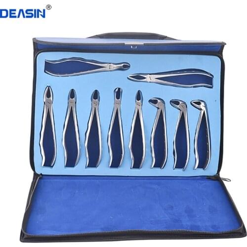 10pcs/set dental forceps Kit adult teeth forceps dental dentagra pliers