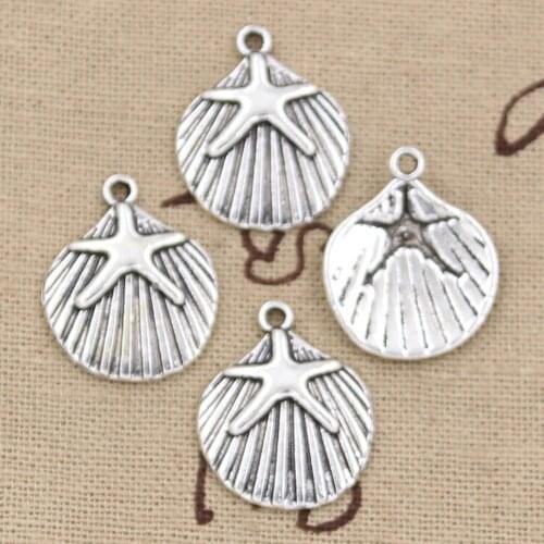 10pcs Charms Starfish Conch 22x18mm Antique Making Pendant fit,Vintage Tibetan Bronze Silver color,DIY Handmade Jewelry