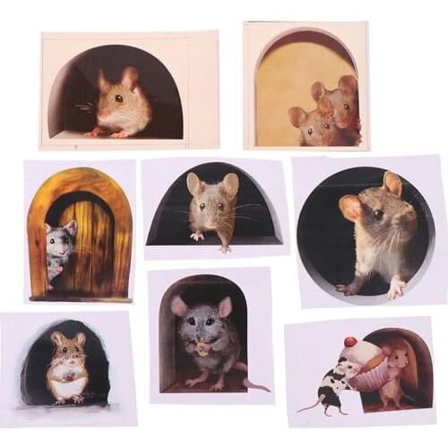 2pcs Creative Mouse Hole Decal Art Sticker for Home Door Stair Windows Wall Car For Home Decoration Home Stickers