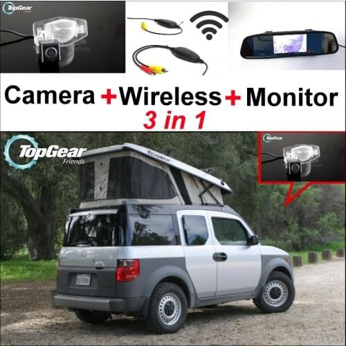 3 in1 Special Rear View Camera + Wireless Receiver + Mirror Monitor Esay DIY Parking System For Honda Element
