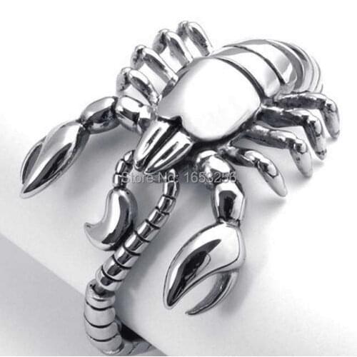 98g High Quality Casting Stainless Steel Bracelet Gothic Biker scorpion Chain Bracelet For Best Polished Jewelry Gifts 8.66