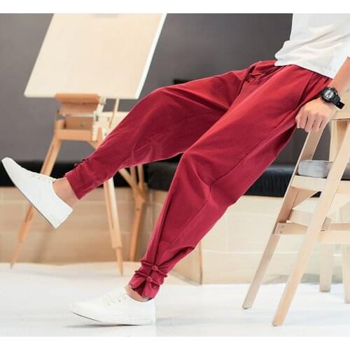 Men Japanese Style Pants Samurai Costume Vintage Male Trousers Vintage Harem Pants Plus Size Haori Kimono Yukata Streetwear