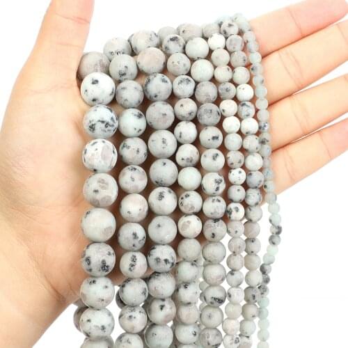 Natural Stone Beads Frosted Tianshan Orchid Charm Round Loose Beads for Jewelry Making Needlework Bracelet DIY 4-12 MM