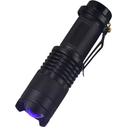 LED UV Flashlight Ultraviolet Torch With Zoom Function Mini UV Black Light Pet Urine Stains Detector Scorpion Hunting