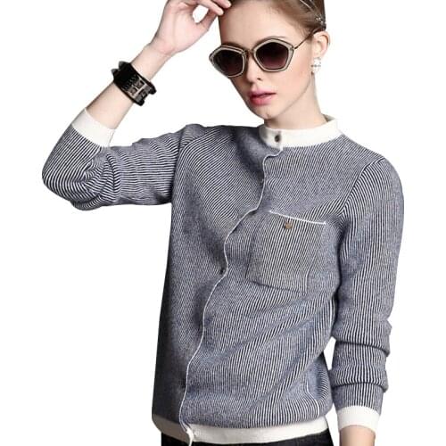 Korean Striped Cashmere Cardigan Women Jacket 2021 Autumn Winter Thick Sweater Pull Femme Baseball Collar Knitted Tops