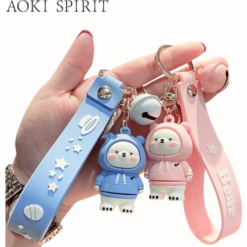Creative Sweater Bear Keychain Key ring Cute Cartoon Stereo Polar Bear Toy Trinket Mobile Phone Backpack Car Pendant Funny Gift