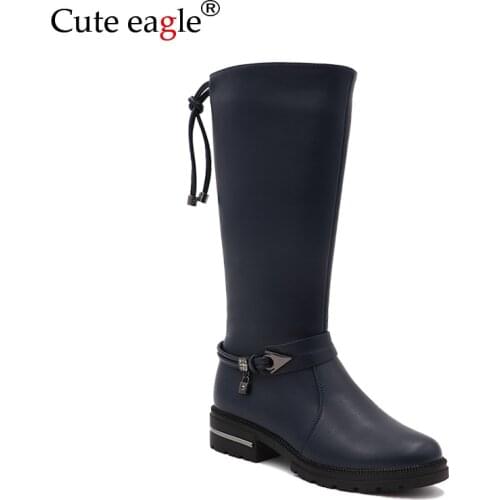 Cute Eagle Winter Boots For Girl Pu Leather Shoes Children Warm Plush Snow Felt Boots Girls Rubber Boots Fashion High Boot