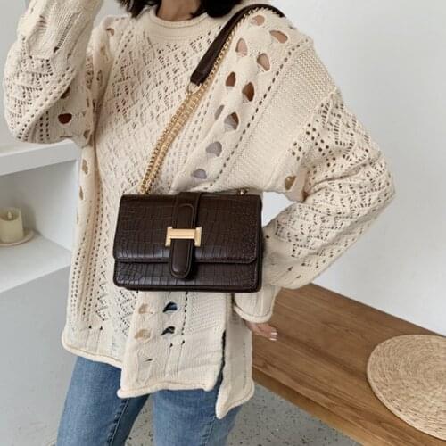 Fashion Stone PU Leather Chain Shoulder Bags Women Crossbody Bags Small Messenger Handbags Female Designer Purses Mini Flap