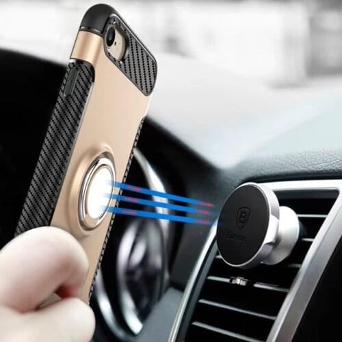 Fashion Car Holder Magnetic Suction Phone Case for iPhone XS Max Ring Bracket Armor Shockproof TPU Cover For Samsung S8 S9 Plus