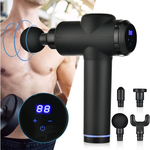 20/6 Gears LCD Powerful Massage Gun Tissue Muscle Body Relaxation Mini Fitness Slimming Machine Massager with Portable Bag 6head