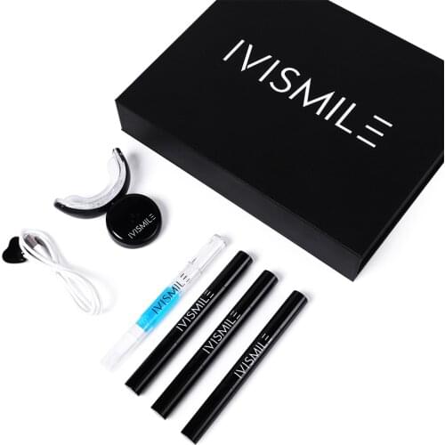 Teeth Whitening Kit - LED Light 35% Carbamide Peroxide (3)2ml Gel Syringes (1)Remineralization Gel retainer case teeth whitening