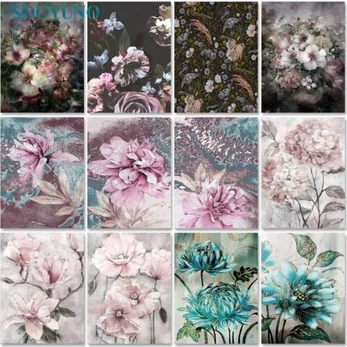 SDOYUNO Paint By Numbers Kits On Canvas Flowers DIY Frame 60x75cm Oil Painting By Numbers Handpaint Home Decor Wall Art