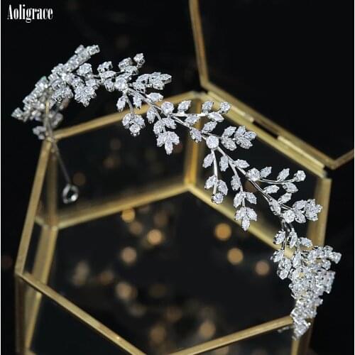 2021 New Cubic Zirconia Tiaras and Crowns for Women Shiny Zirconia Hairband Gold CZ Hair Accessories Wedding Bridal Headband
