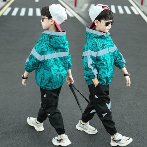 New Arrival 2021 Spring Autumn Tops Coat+Pants 2 Pieces Outfits Children Clothes Casual Hoodies Baby Boy Clothing Set For 3T-14