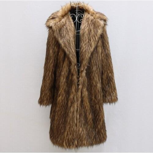 Women Long Section Lapel Imitation Fur Outwears Large Size Fashion Warm Winter Autumn Faux Fur Coat Chaquetas Para Mujer K1329