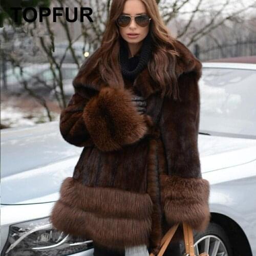 TOPFUR Winter Customized Short Real Fur Coat Women Natural Mink Fur Medium Coats With Belt Full Sleeves Coats With Fur Hood