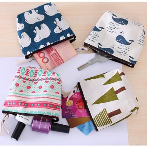 Hemp Cotton Cartoon Animal Small Fresh Zero Wallet Coin Bag Forest Zero Wallet Make-up Box Key Storage Box