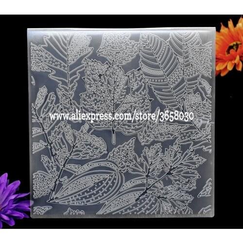 Leaves Decoration Plastic Embossing Folder For Scrapbook DIY Album Card Tool Plastic Template 19.9x19.9cm 8071114