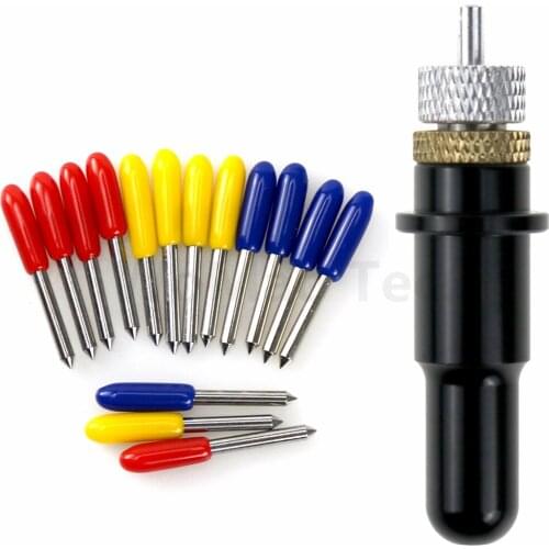 Carving Cutting Plotter Blade Holder Base Housing with 15pcs 30/45/60 Degree Vinyl Cutter Blades